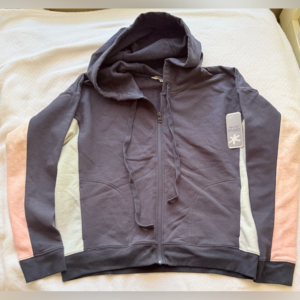Splendid Colorblock Hoodie with Zipper Small